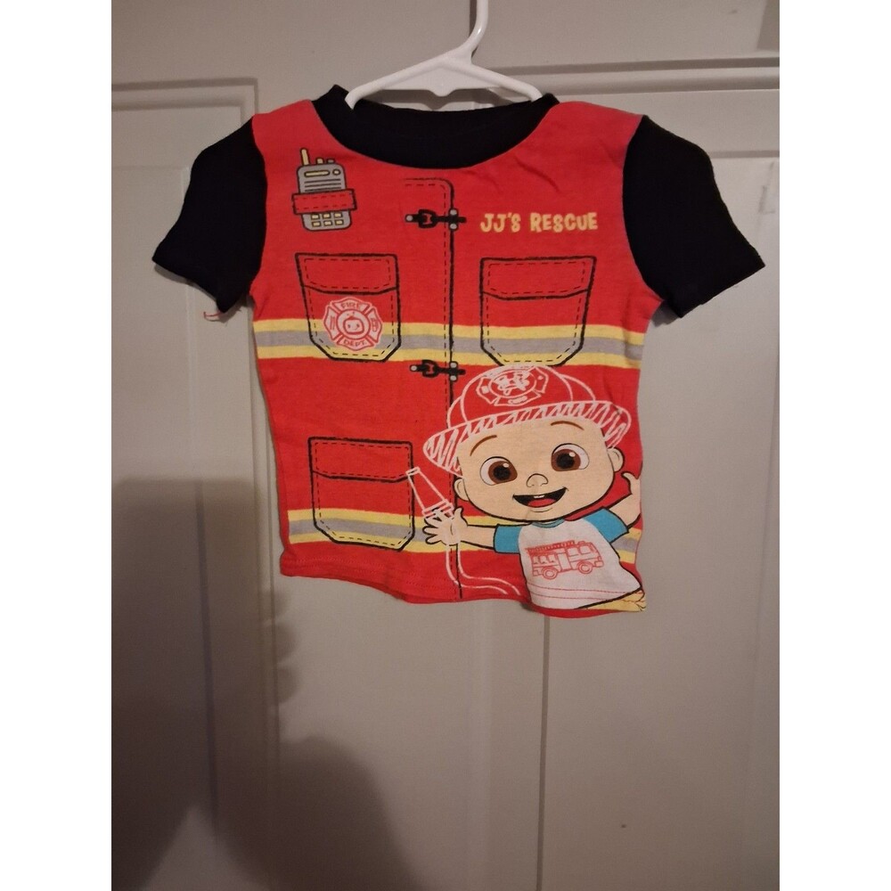 Cocomelon JJ Firefighter Graphic Print Cotton Short Sleeve T-Shirt Red 12M